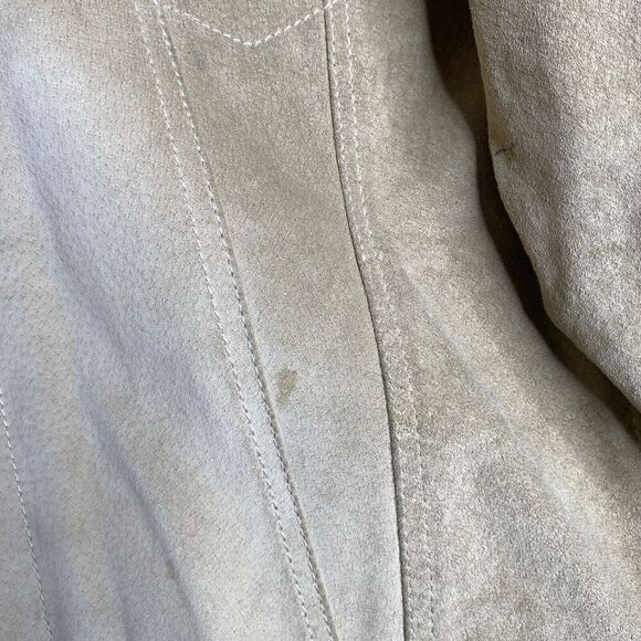 GAP Product RED Leather Mens SZ XL Suede Jacket Y2K Beige Military Rare Boxy - Picture 6 of 16